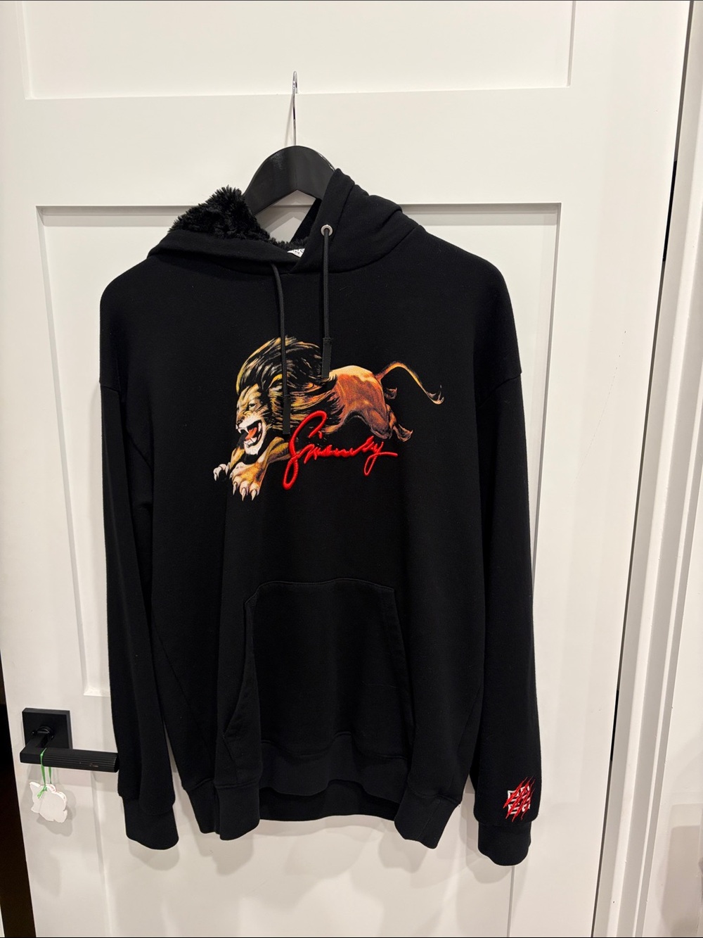 Givenchy Black Hoodie with Lion Chest Graphic